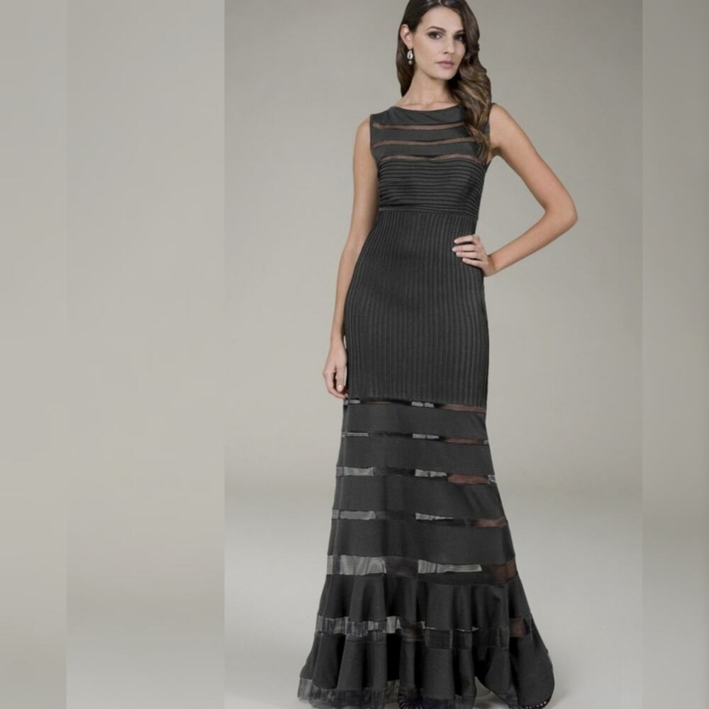 Tadashi Shoji Illusion Mesh Gown XS 69799L - Picture 1 of 8